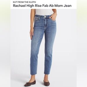 Kut from the Kloth Rachael Fab Ab High Rise Mom Jean sz 10 Cropped Straight Leg